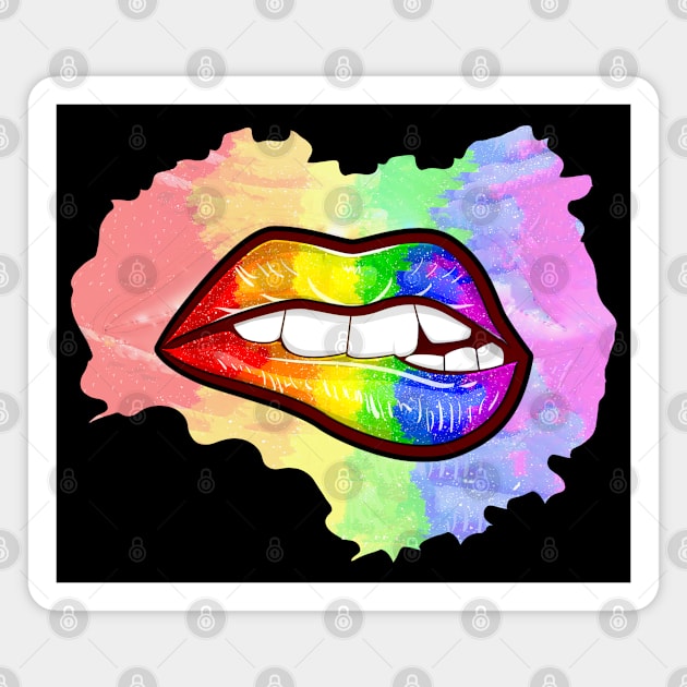 Colorful Mouth Rainbow Lips Magnet by SoCoolDesigns